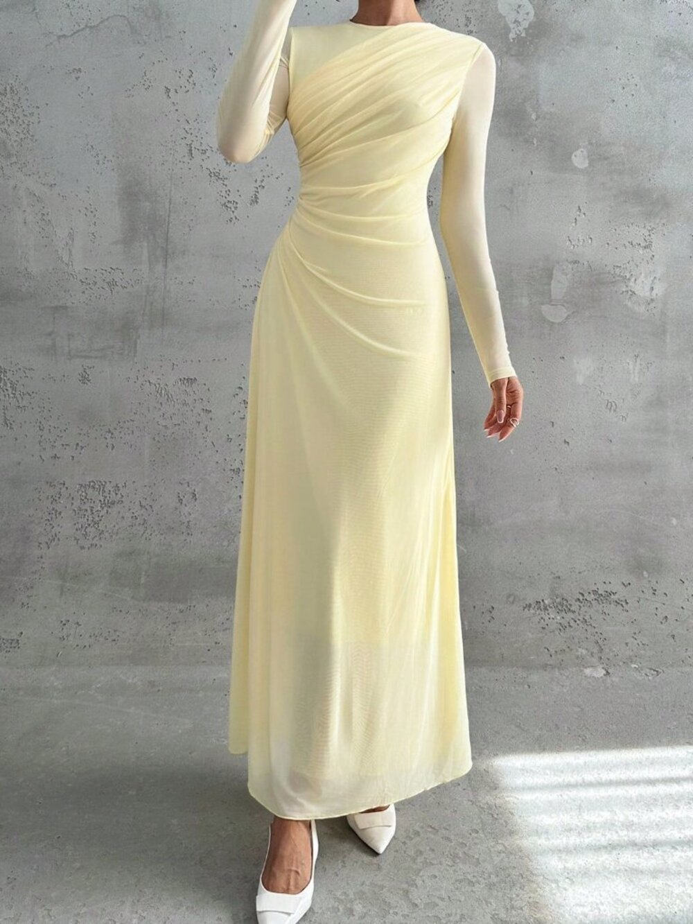 Light Yellow Elegant Women's Maxi Dress - Picture 7 of 7
